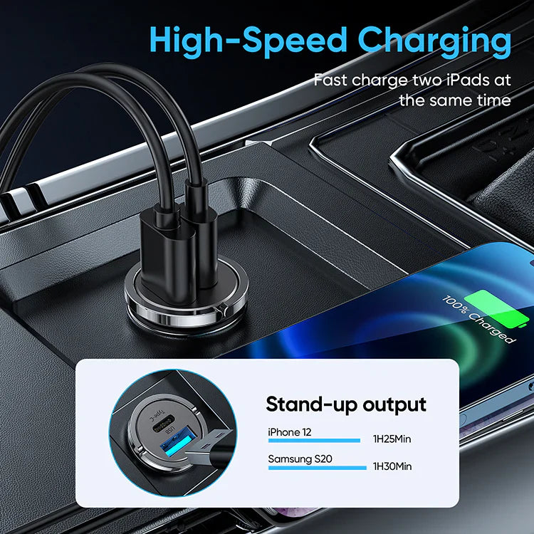 C-A35 45W Mini 2-Port Ring-Pull Fast Car Charger