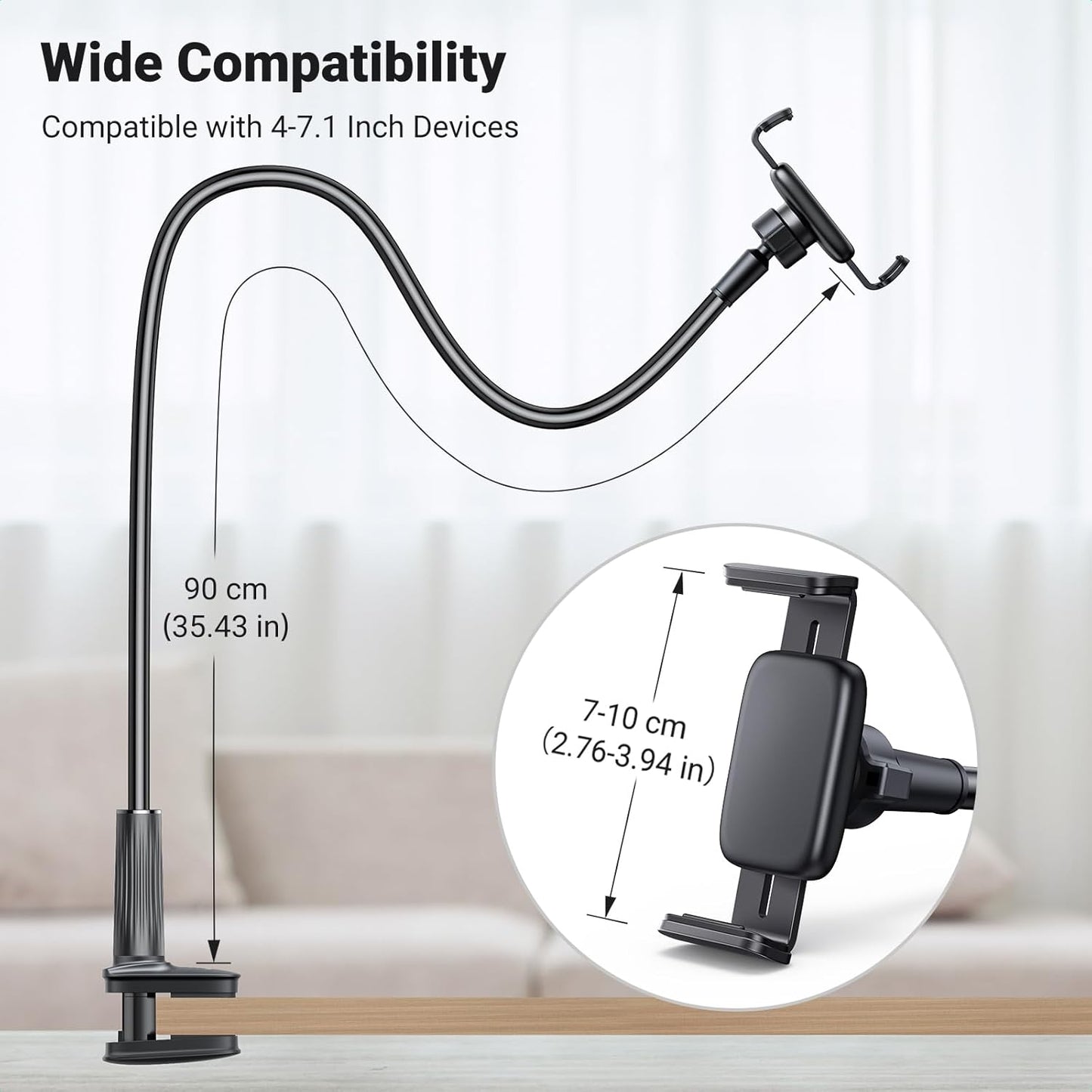 UGREEN Gooseneck Phone Holder for Desk Bed Upgraded 360° Adjustable - Flexible Long Arm Phone Stand