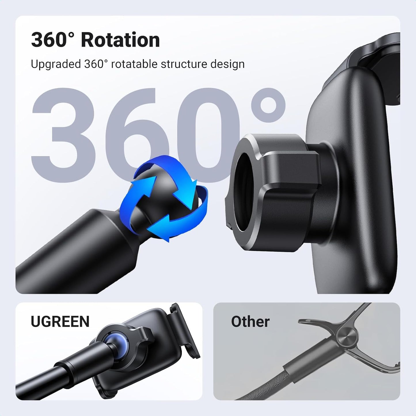 UGREEN Gooseneck Phone Holder for Desk Bed Upgraded 360° Adjustable - Flexible Long Arm Phone Stand