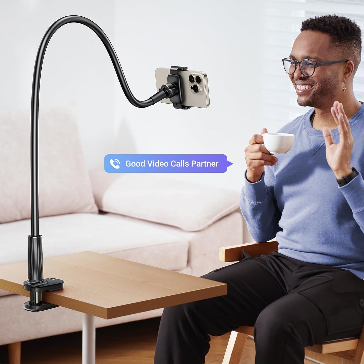 UGREEN Gooseneck Phone Holder for Desk Bed Upgraded 360° Adjustable - Flexible Long Arm Phone Stand