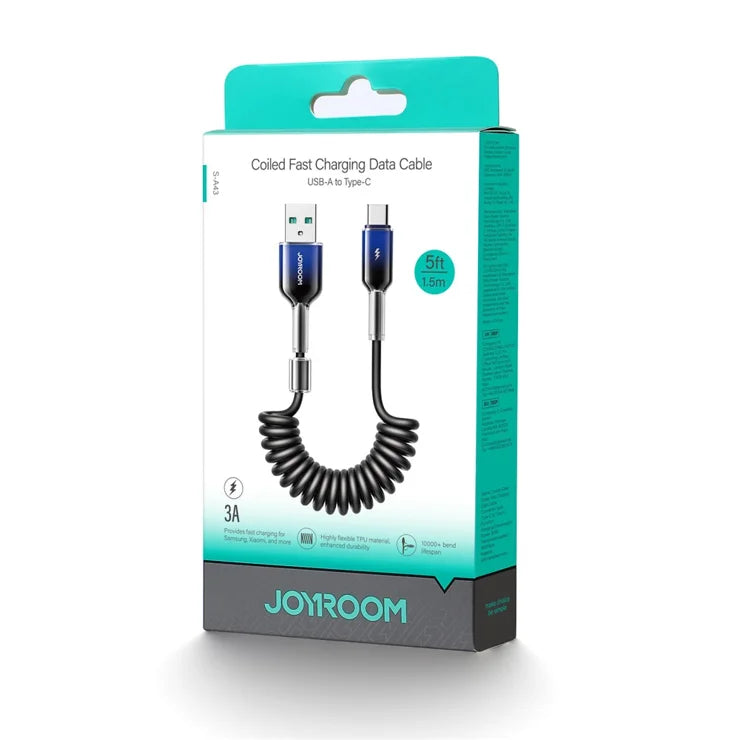 Joyroom S-A43 Coiled Fast Charging Data Cable (Type C To Type C) 1.5m Black