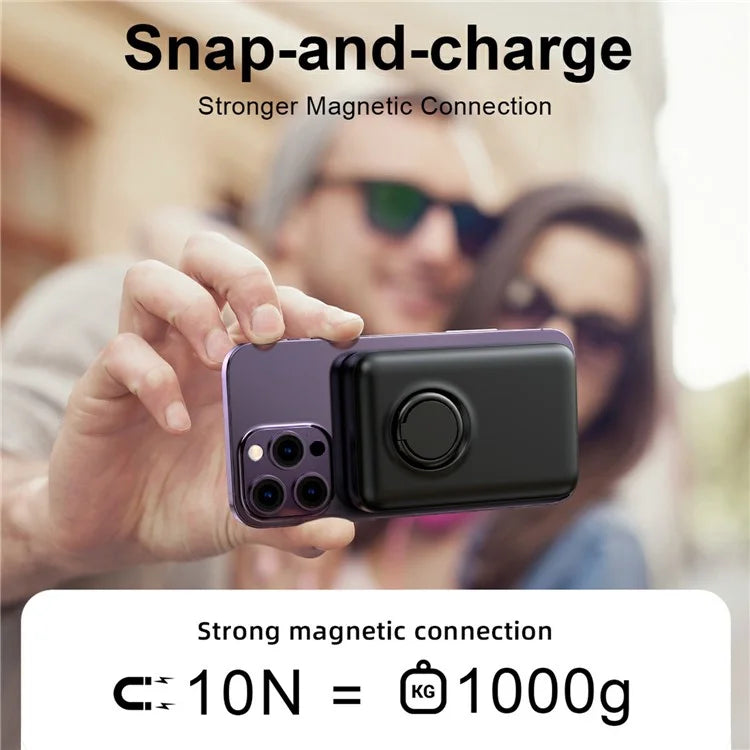 Joyroom JR‑W050 Magnetic Wireless Power Bank (10,000 mAh) with Integrated Ring Holder