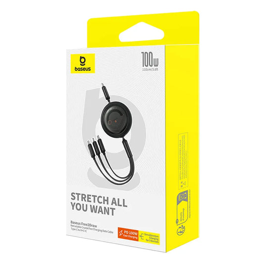 Baseus Free2Draw 100W Retractable 3-in-1 Fast Charging Cable