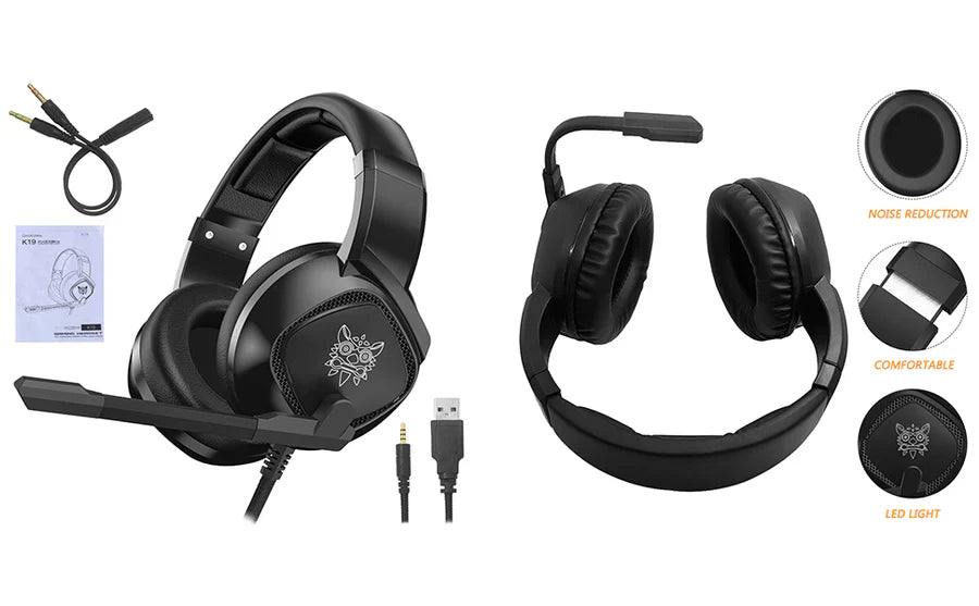 Onikuma K19 RGB Wired Stereo Gaming Headset with True Noise Cancellation