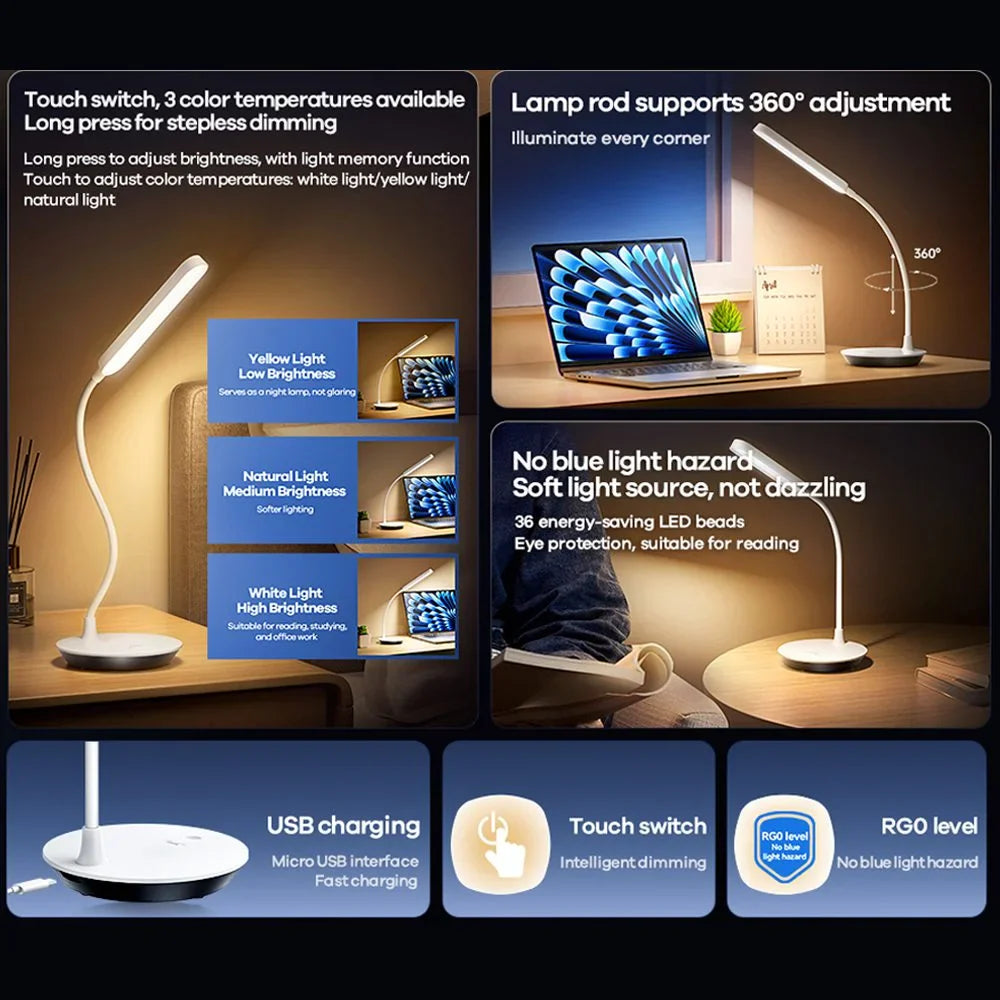 Remax RT-E325 360° Flexible Portable Eye-caring LED Desk Lamp