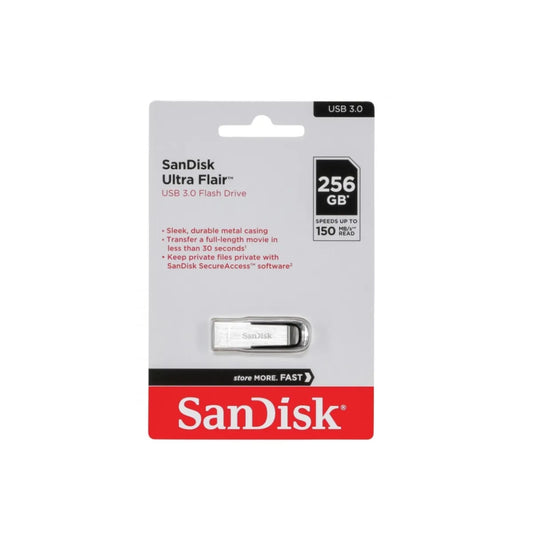 Sandisk Ultra Flair 256GB USB 3.0 Flash Drive | Up to 150 MB/s Data Transfer Speed Metal casing
