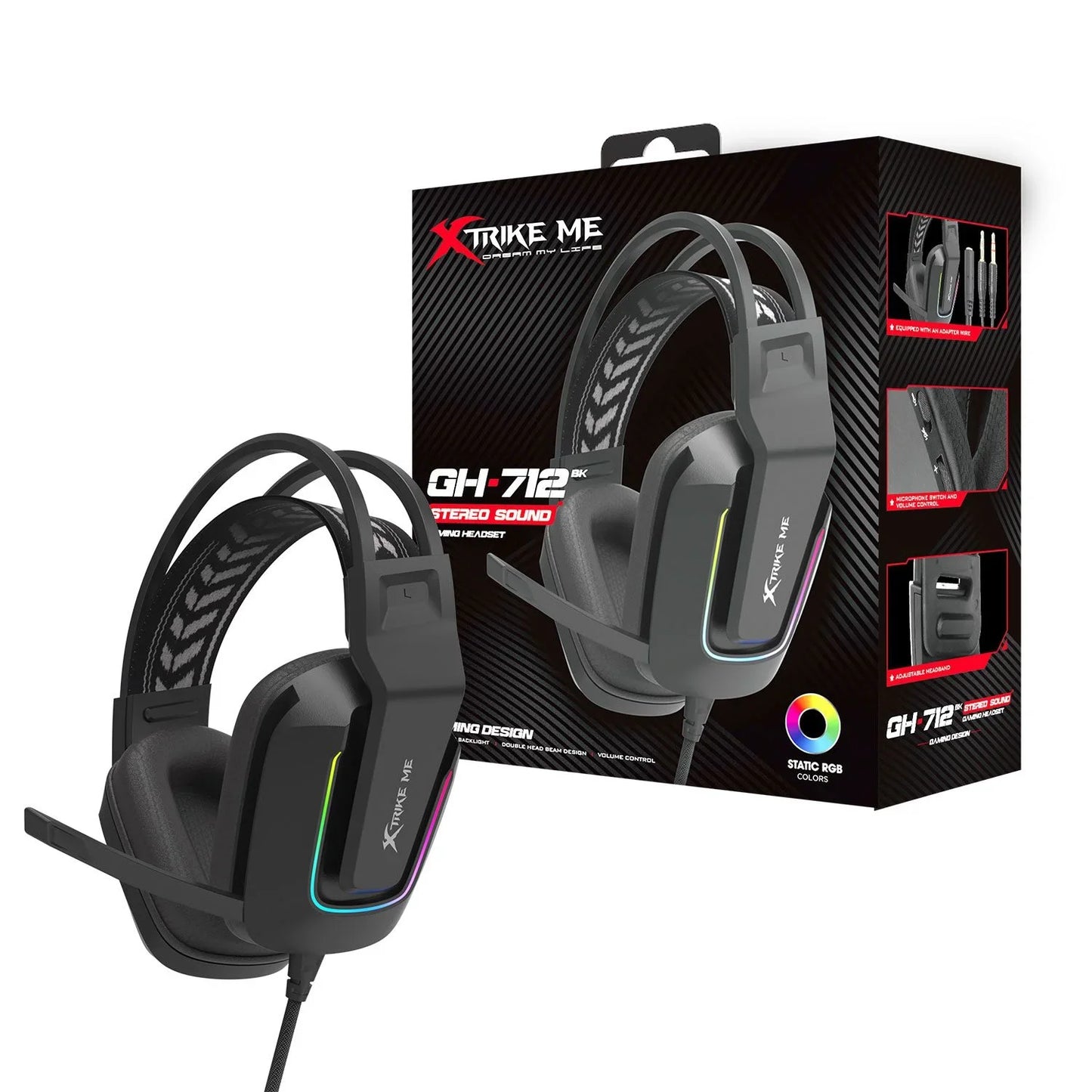 Xtrike- GH-712 RGB Gaming Headset with Noise Reduction Microphone