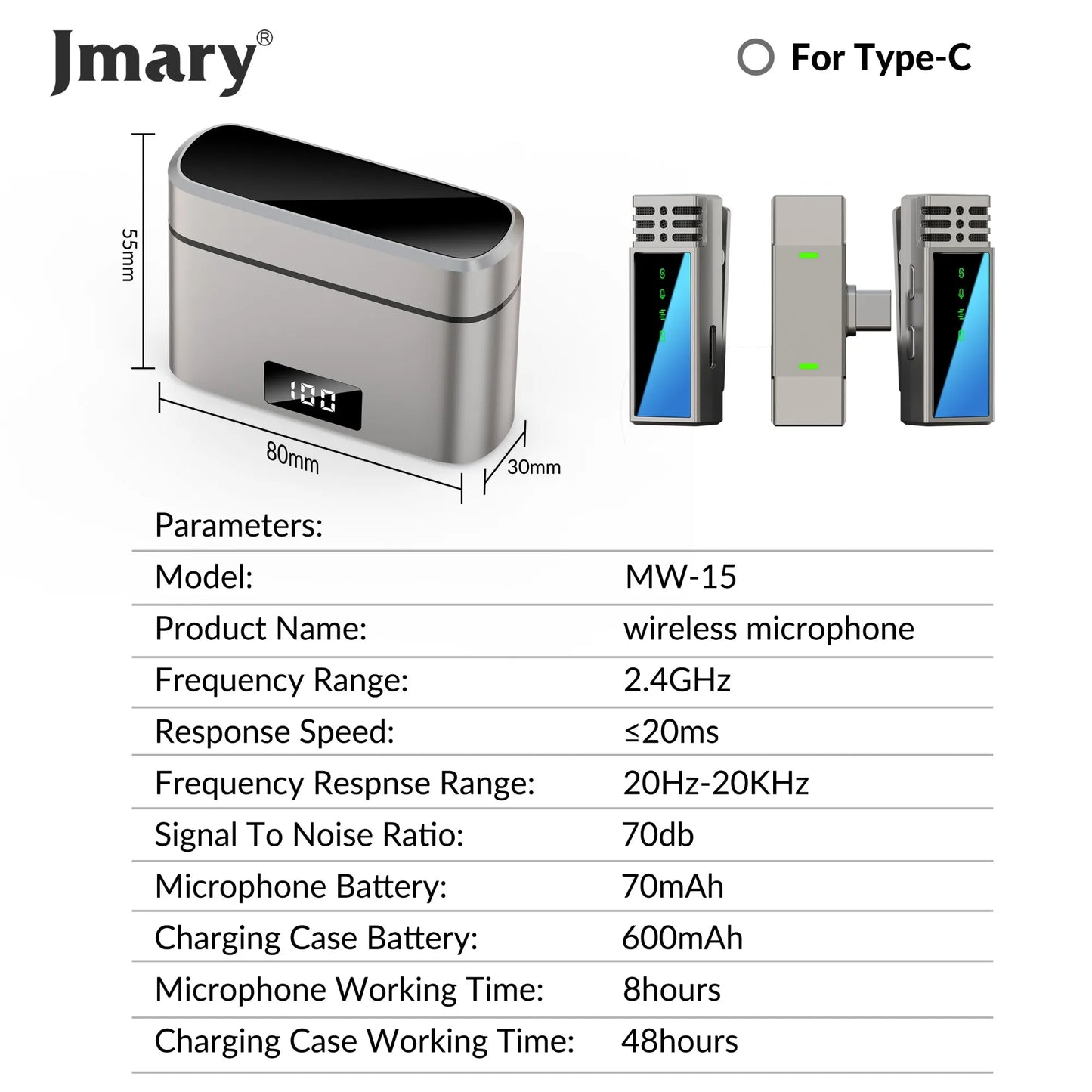 Jmary Mw-15 2.4g Wireless Microphone For Mobile Type C & Iphone
